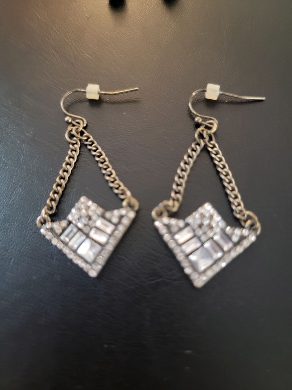 Torrid Brass Chain Drop Earrings with Crystal Mosaic - Gold Tone